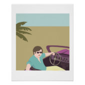 man in sportwagen met zonnebril perfect poster (Voorkant)