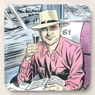 Man in stoel 61 onderzetter ingesteld