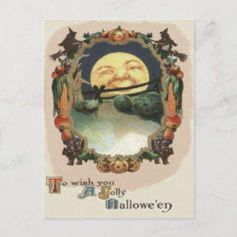 Man In The Moon Jack-o'-lantaarn Heks Briefkaart