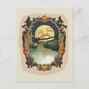 Man In The Moon Jack-o'-lantaarn Heks Briefkaart