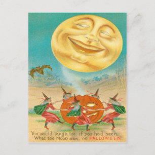 Man In The Moon Vleermuis Heksen Jack O Lantern Briefkaart