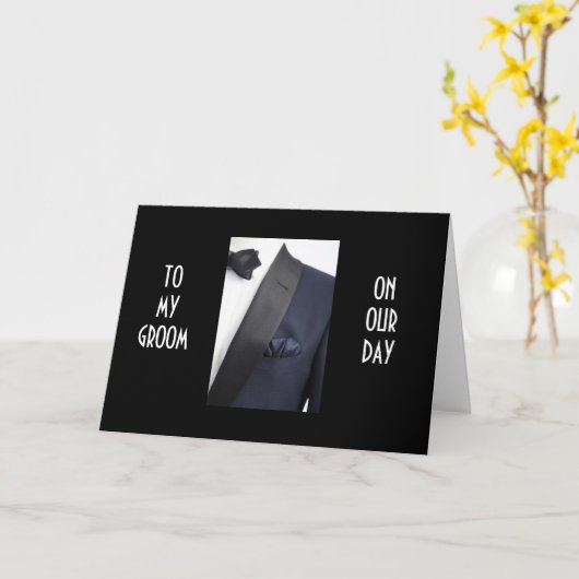 MAN IN TUX "AAN MIJN GROEP OP ONZE DAG" KAART (Gele Bloem)