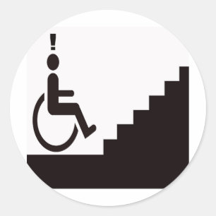 man in wheelchair in front of steps ronde sticker