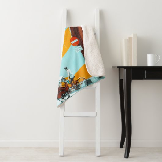 MAN IN ZWARTE JACKET NORM VROUW IN WIT S SHERPA DEKEN (In situ)