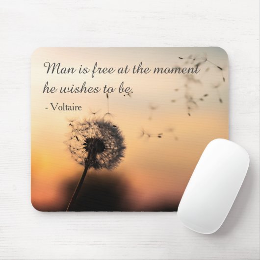 Man is Free Voltaire Quote Dandelion Muismat (Met muis)