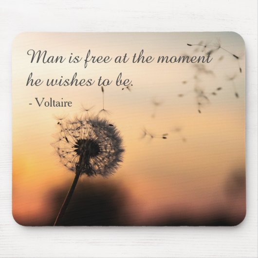 Man is Free Voltaire Quote Dandelion Muismat (Voorkant)