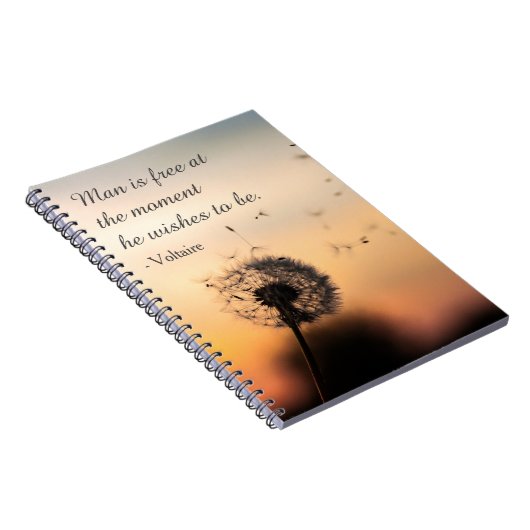 Man is Free Voltaire Quote Notitieboek (Rechterzijde)
