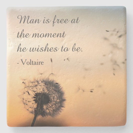Man is Free Voltaire Quote Stenen Onderzetter (Voorkant)