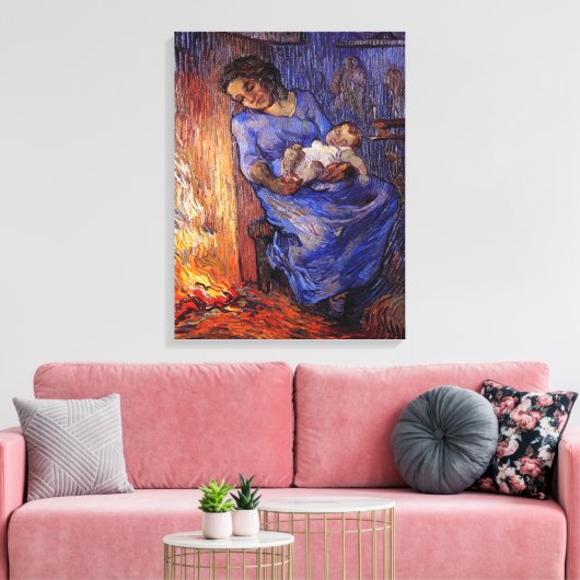 Man is in Zee door Vincent van Gogh Canvas Afdruk (Insitu (Woonkamer))