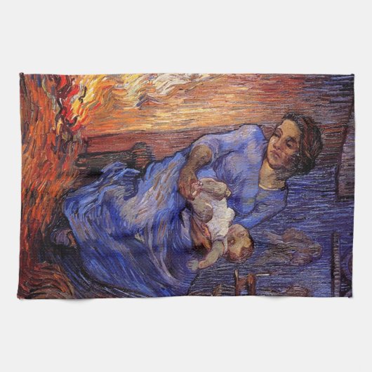 Man is in Zee door Vincent van Gogh Theedoek (Horizontaal)