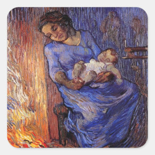 Man is in Zee door Vincent van Gogh Vierkante Sticker