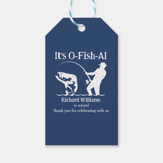 Man is officieel Fisherman Retirement Party Cadeaulabel (Voorkant)