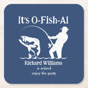 Man is officieel Fisherman Retirement Party Kartonnen Onderzetters