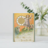   Man - jonge engel met klok nieuwjaar Briefkaart (Staand voorkant)