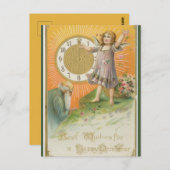   Man - jonge engel met klok nieuwjaar Briefkaart (Voorkant / Achterkant)