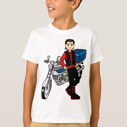 Man-jongen motorrijder t-shirt (Voorkant)