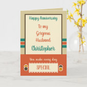 Man Jubileum elke dag is speciaal sinaasappel Kaart (Gele Bloem)