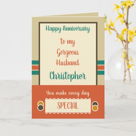 Man Jubileum elke dag is speciaal sinaasappel Kaart (Gele Bloem)