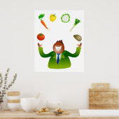 Man Juggable groenten Poster (Keuken)