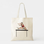Man Jumping Hurdles Athletics Canvas tas (Achterkant)