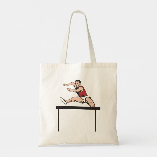 Man Jumping Hurdles Athletics Canvas tas (Achterkant)
