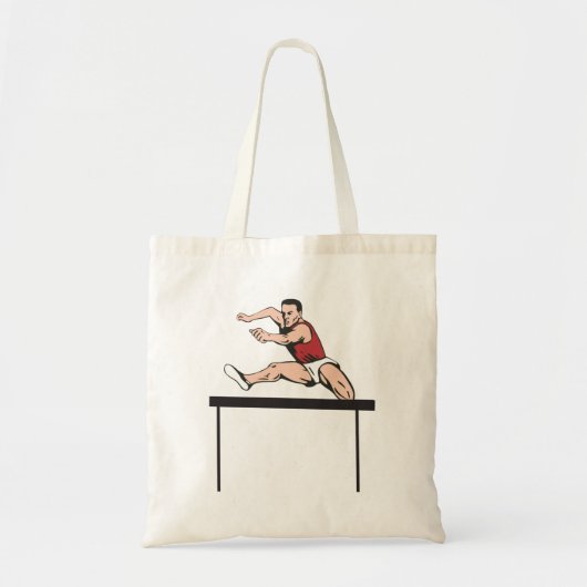 Man Jumping Hurdles Athletics Canvas tas (Voorkant)