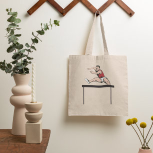 Man Jumping Hurdles Athletics Canvas tas