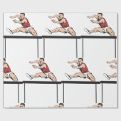 Man Jumping Hurdles Athletics Wrapping Paper Cadeaupapier (Vlak)