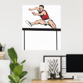 Man Jumping Hurdles Poster (Thuiskantoor)