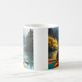 Man Kajakken op een meer omringd door Bomen Koffiemok (Center)