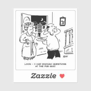 Man keert Home terug van Pub Quiz Cartoon. Sticker