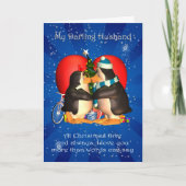 Man Kerst Kaart Met Kussen Pinguïns Hart (Voorkant)