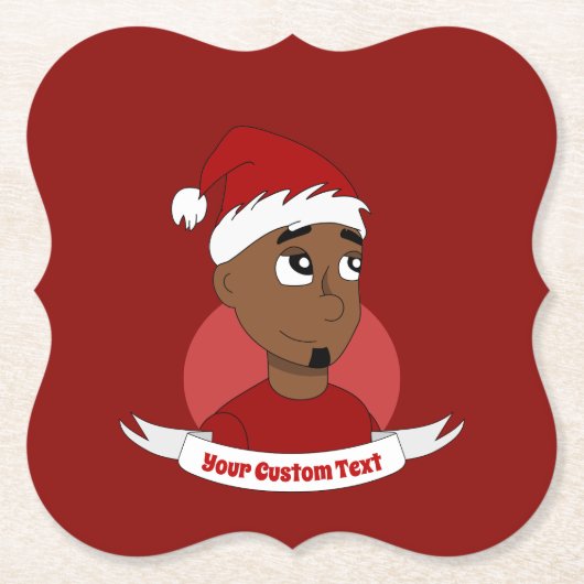 Man kerstcartoon glimlachen kartonnen onderzetters (Voorkant)