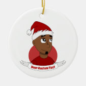 Man kerstcartoon glimlachen keramisch ornament (Voorkant)