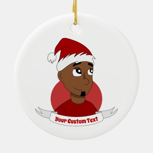 Man kerstcartoon glimlachen keramisch ornament (Achterkant)