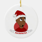 Man kerstcartoon glimlachen keramisch ornament (Achterkant)