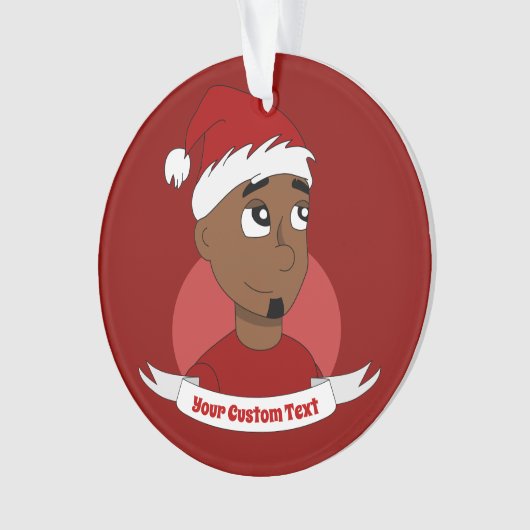 Man kerstcartoon glimlachen ornament (voorkant)