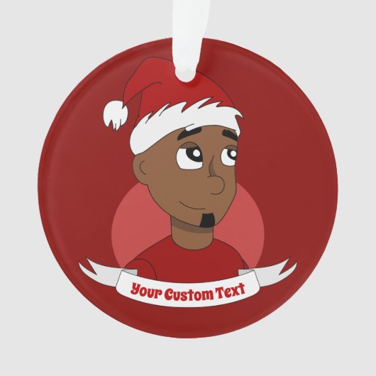 Man kerstcartoon glimlachen ornament (voorkant)