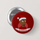 Man kerstcartoon glimlachen ronde button 5,7 cm (Voorkant /achterkant)