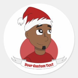 Man kerstcartoon glimlachen ronde sticker