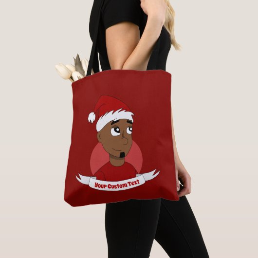 Man kerstcartoon glimlachen tote bag (Dichtbij)