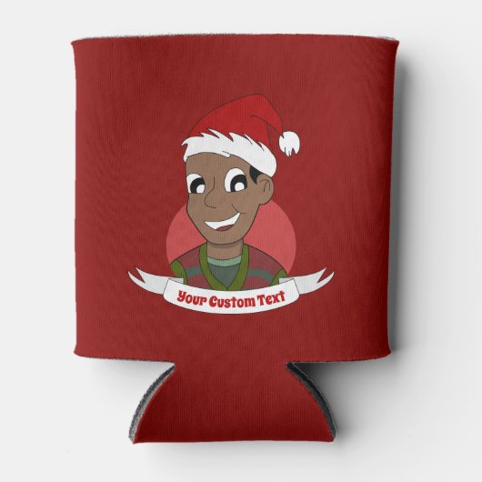 Man kerstcartoon lachen blikjeskoeler (Voorkant)