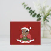 Man kerstcartoon lachen briefkaart (Staand voorkant)