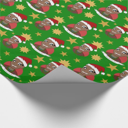 Man kerstcartoon lachen cadeaupapier (Hoek)