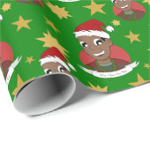 Man kerstcartoon lachen cadeaupapier (Rol Hoek)