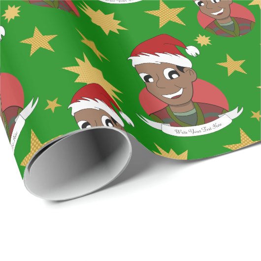 Man kerstcartoon lachen cadeaupapier (Rol Hoek)