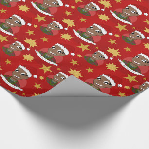 Man kerstcartoon lachen cadeaupapier