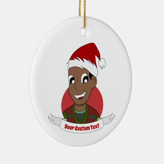 Man kerstcartoon lachen keramisch ornament (Rechts)