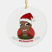 Man kerstcartoon lachen keramisch ornament (Voorkant)