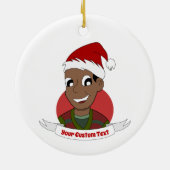 Man kerstcartoon lachen keramisch ornament (Achterkant)